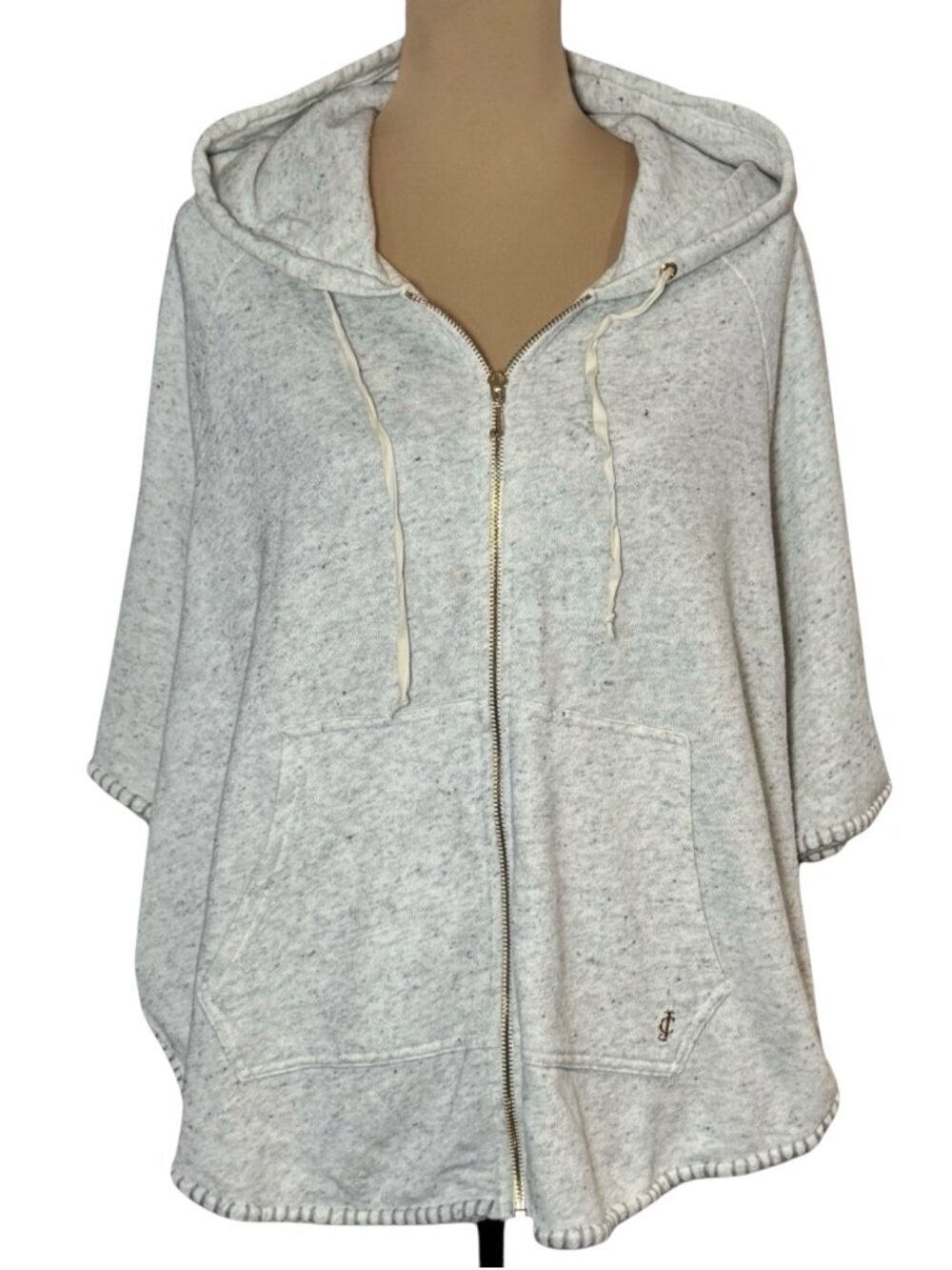 Vintage Y2K Juicy Couture Poncho Hooded Jacket Cape Sz XL Full Zip Lounge